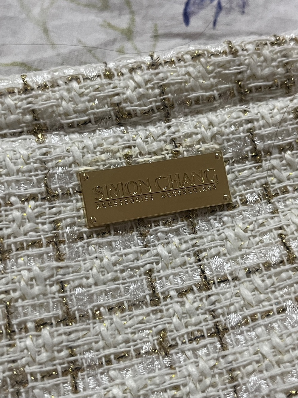 Simon Chang Cream & Gold Tweed Makeup Bag – Zip Pouch Cosmetic Bag ✨🤍 - Picture 2 of 4